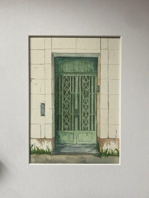 Belfast Bank Door - Watercolour